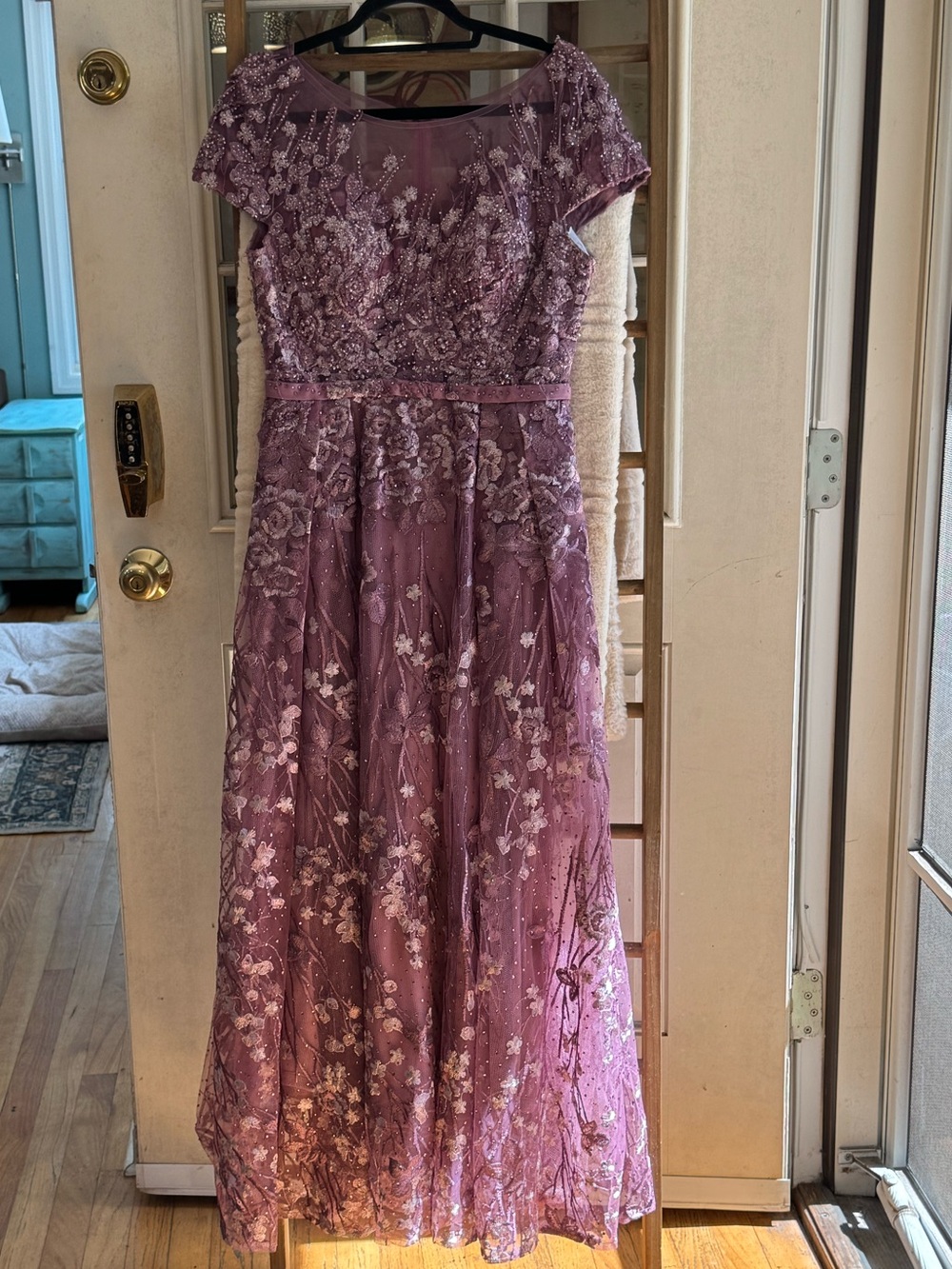 Mac Duggal Dusty Mauve Beaded Floral Wedding Dress Bodice